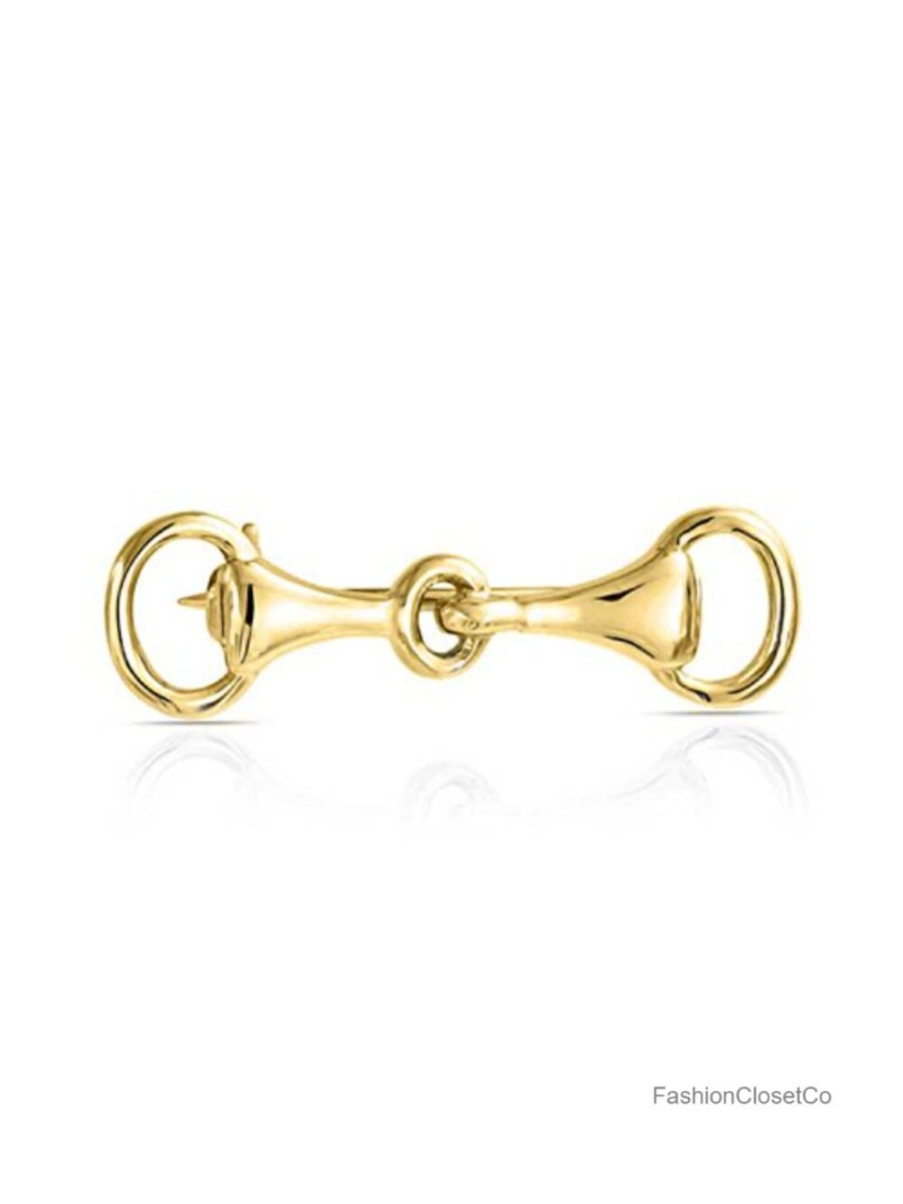 Gold Plated Sterling Silver Double Bit Horse Snaffle Brooch Pin Equestrian